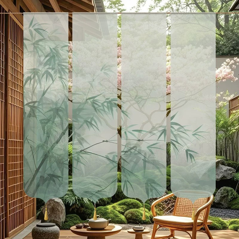 Room Divider Bamboo - Tenda Divisoria Trasparente con Stampa Zen