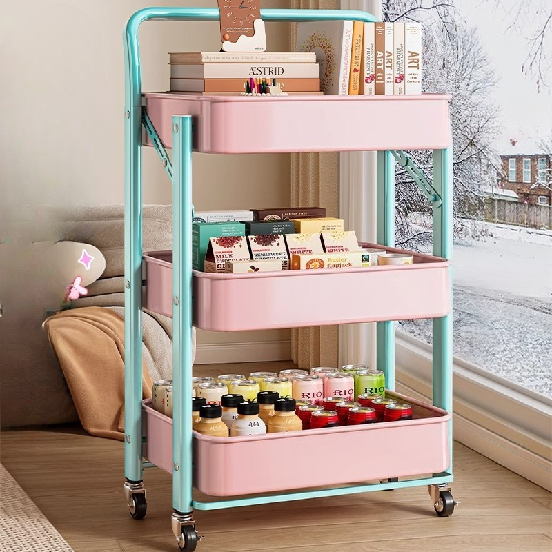 Book Cart Rolling - Carrello Pieghevole Multiuso con Ruote, Organizzatore