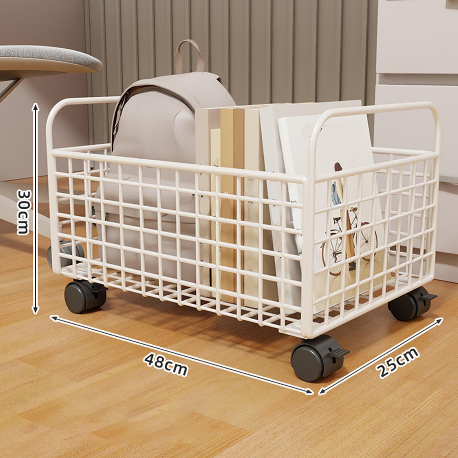 Book Cart Rolling - Carrello portaoggetti in metallo con cestino